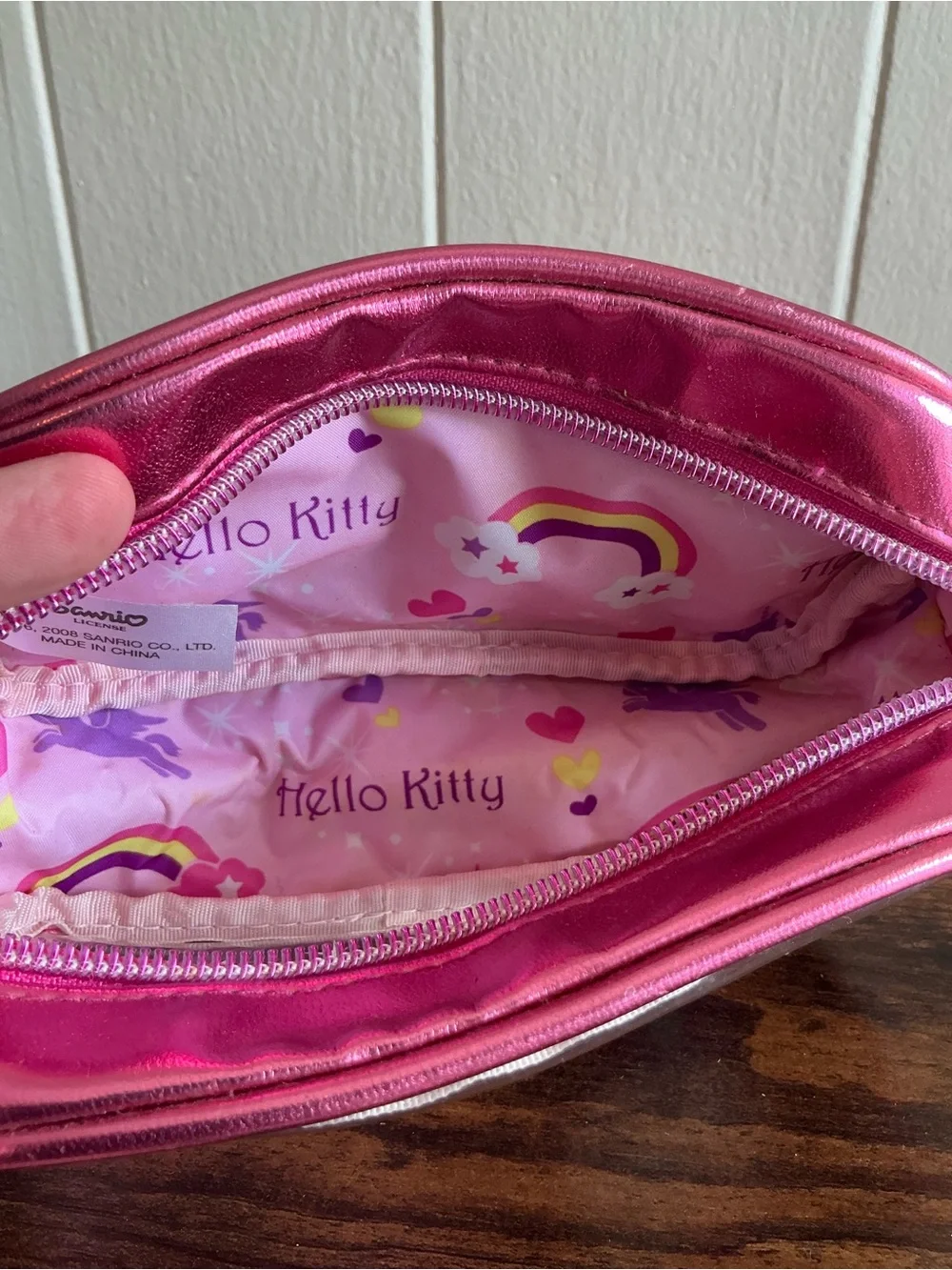 Vintage 2008 Sanrio Hello Kitty Clear Vinyl Pencil Case Cosmetic Pouch Pink Y2K